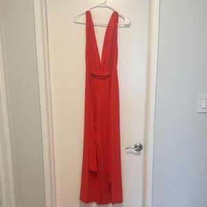 Forever 21 Vibrant Red V Neck Jumpsuit